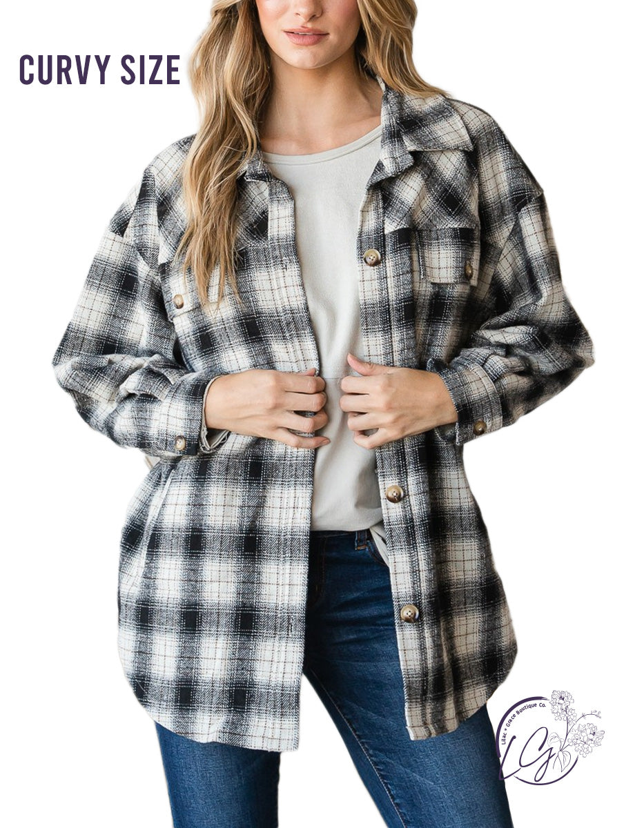 Curvy Easygoing Checkered Flannel