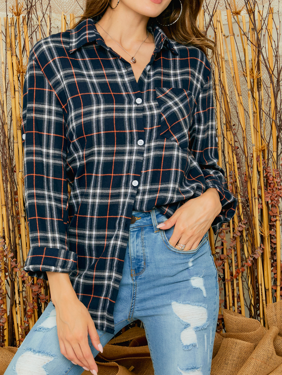 Call This Love Plaid Button Down Top