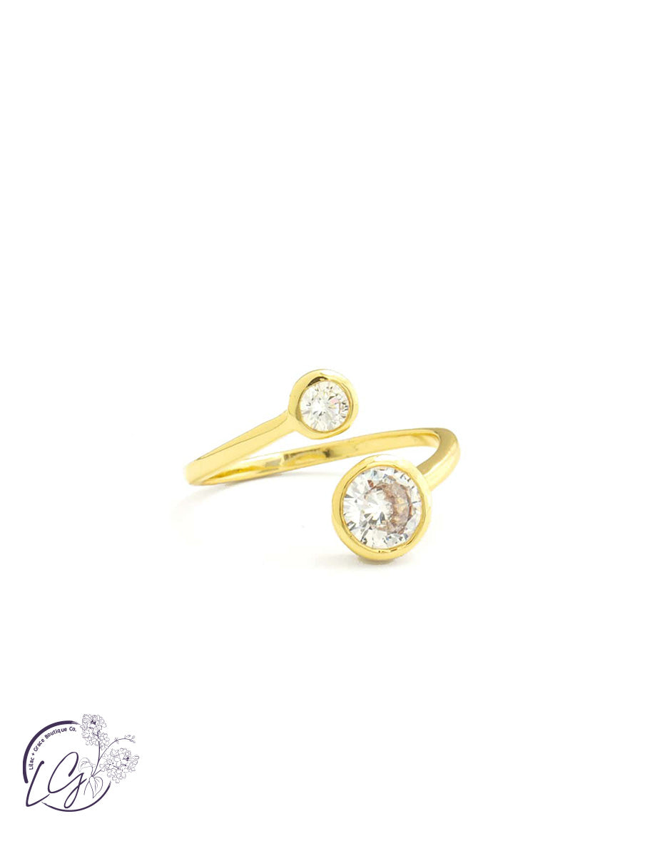 Clear Adjustable Double Cubic Zirconia Rings