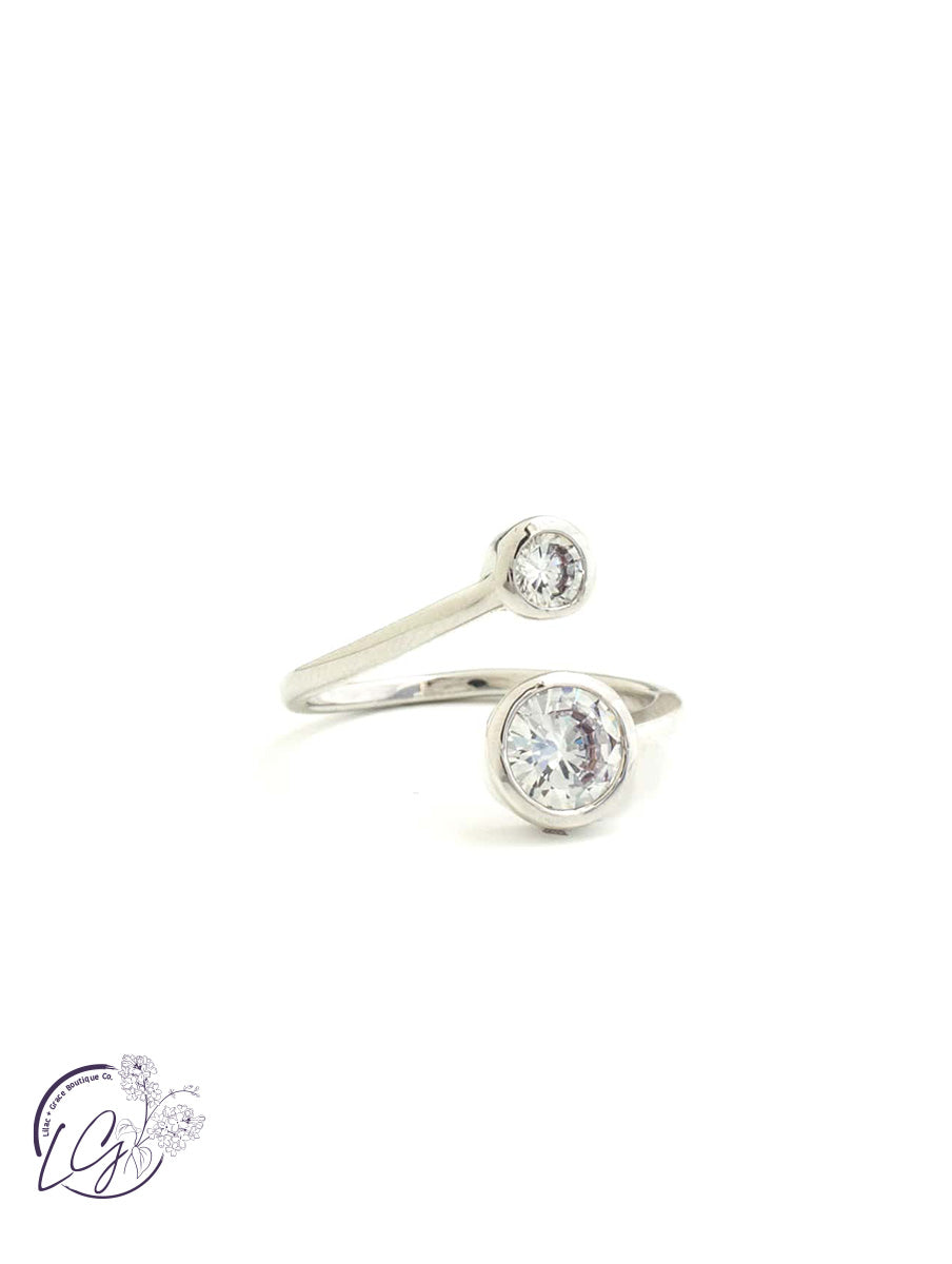 Clear Adjustable Double Cubic Zirconia Rings