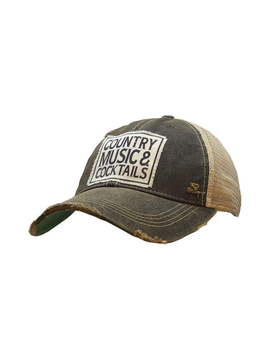Country Music Cocktails Distressed Trucker Cap - Main Image