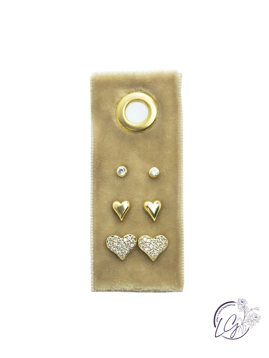 Heart Velvet Stud Gift Set