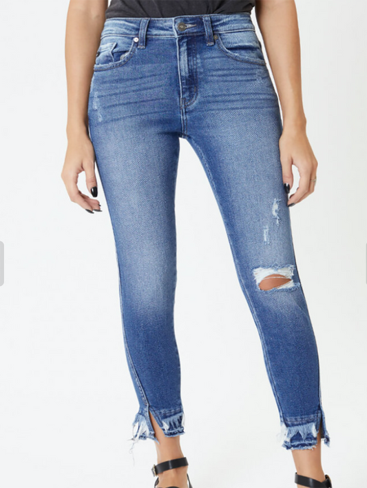 Hailey High-Rise Hem Detail Ankle Skinny Jean By KanCan