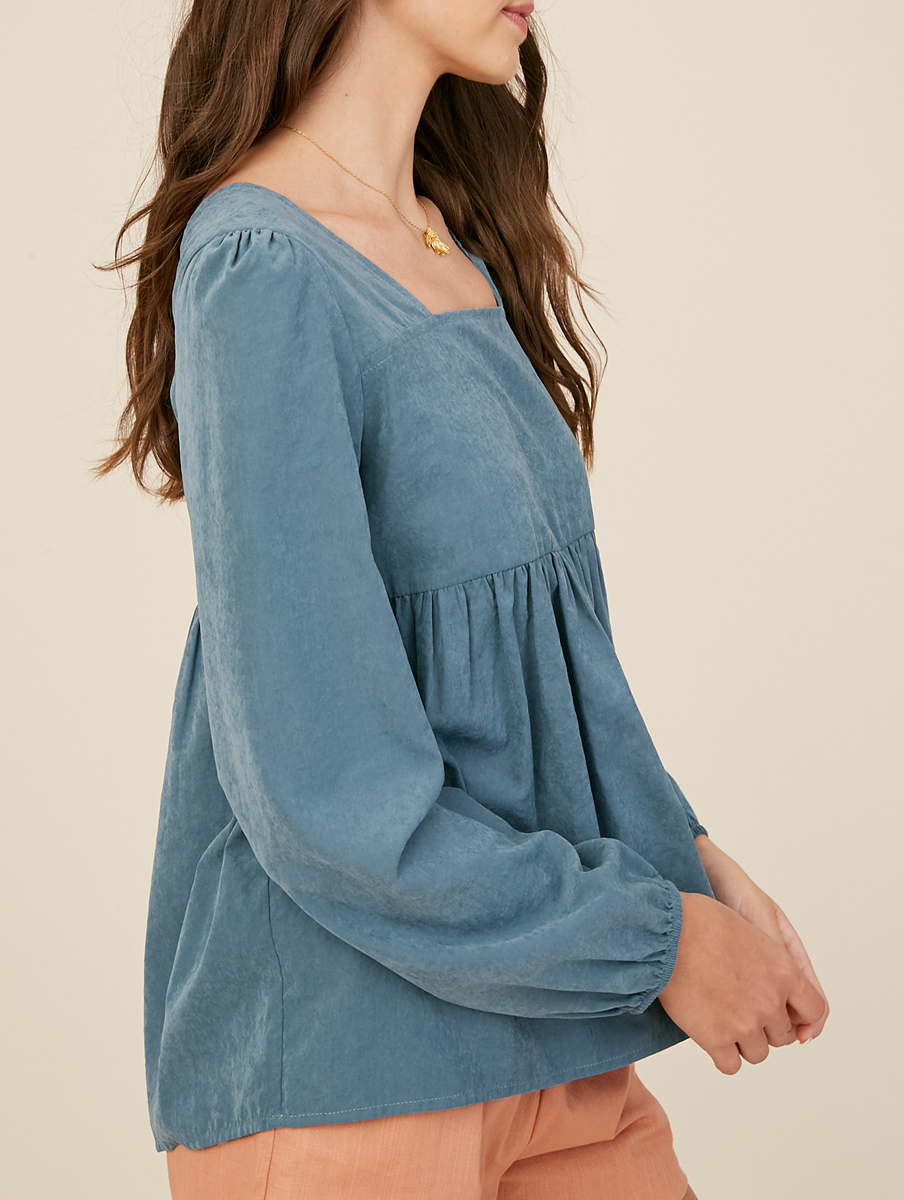 Dinner Party Suede Square Neck Top