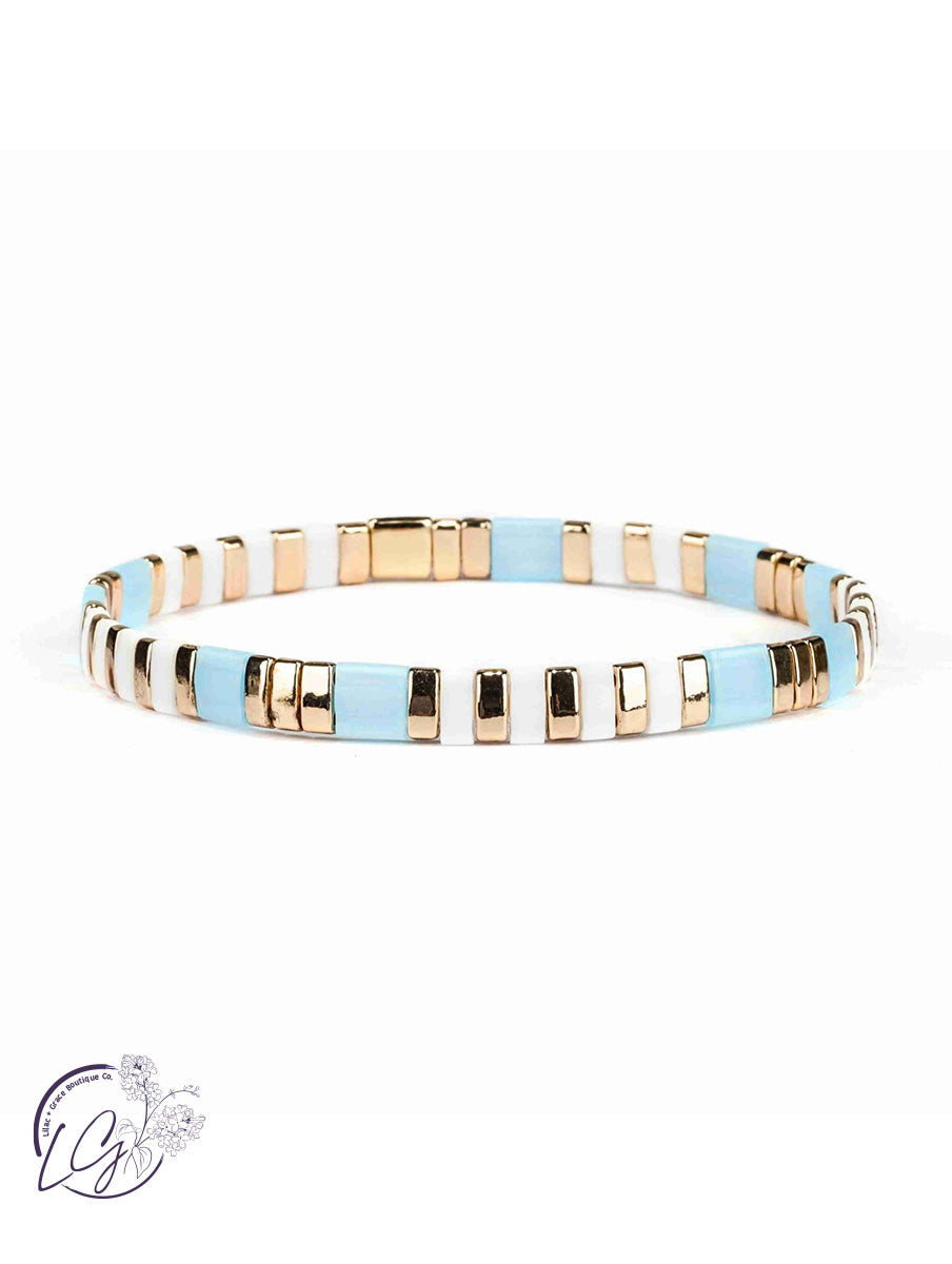 Miyuki Glass Tile Crystal Bracelet-Jasmine