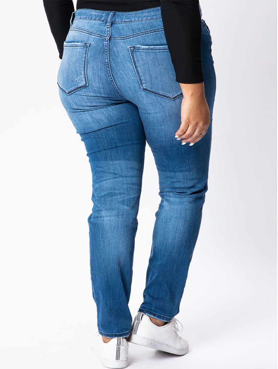 Curvy Molly High-Rise Medium Wash Button Fly Skinny By KanCan