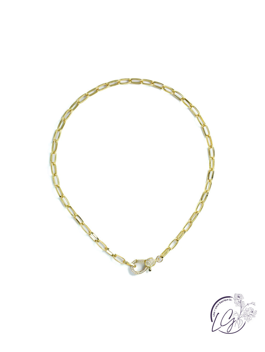 Statement Link Necklace with CZ Clasp