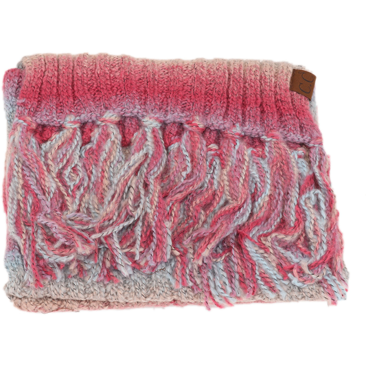 Ombre Knit Scarf with Fringe in Mauve