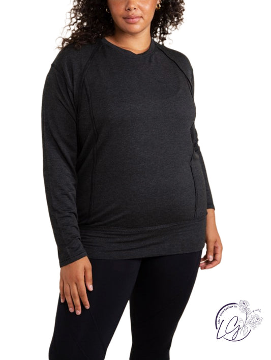 Curvy Paneled Long Sleeve Top