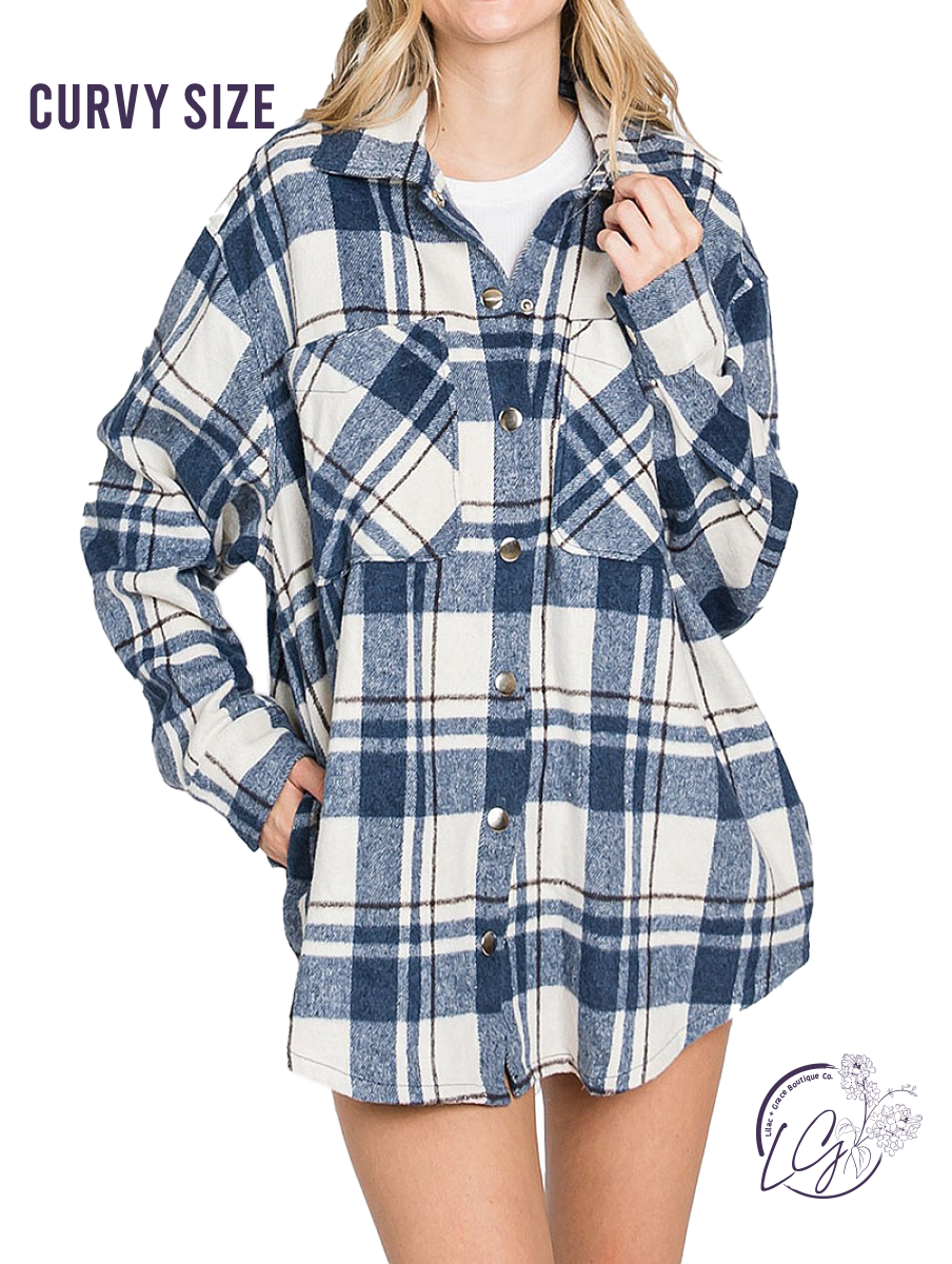 Curvy Remind Me Again Plaid Shacket