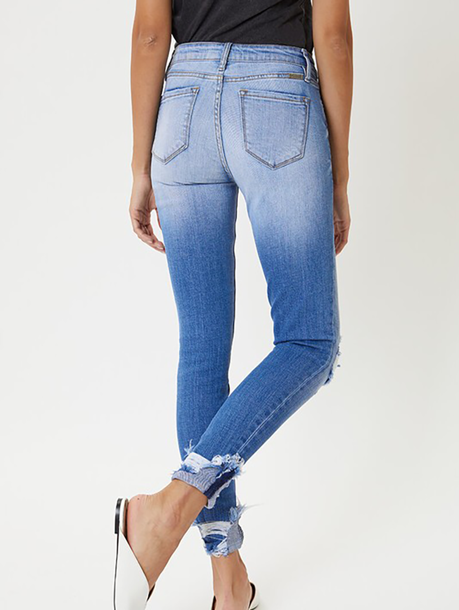 Sierra Mid Rise Distressed Ankle Skinny Jean by KanCan