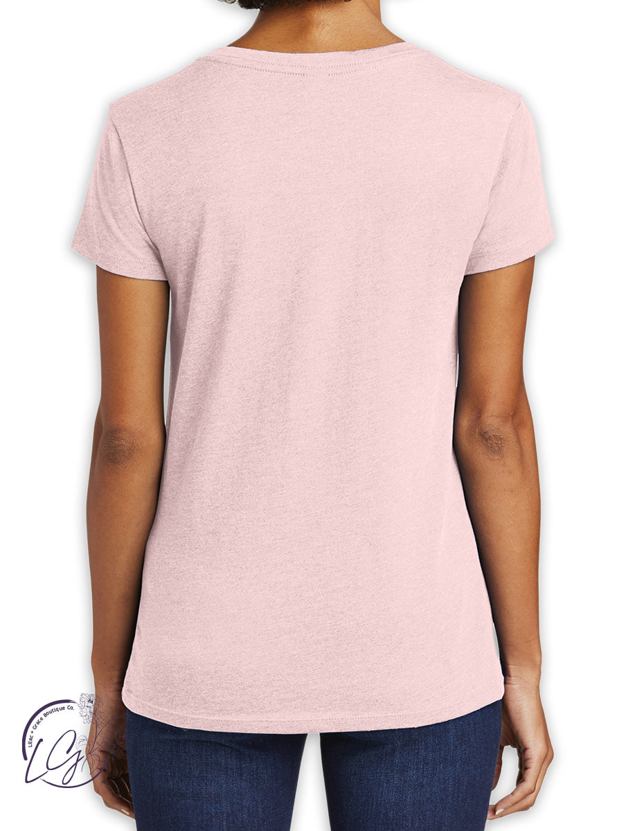 Signature Basic V-Neck Tee in Heather Rose