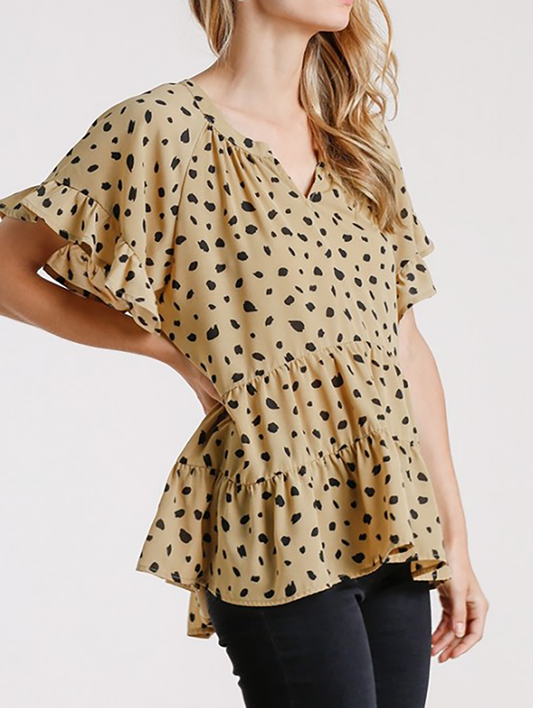 Spotted the One Babydoll Blouse in Mustard