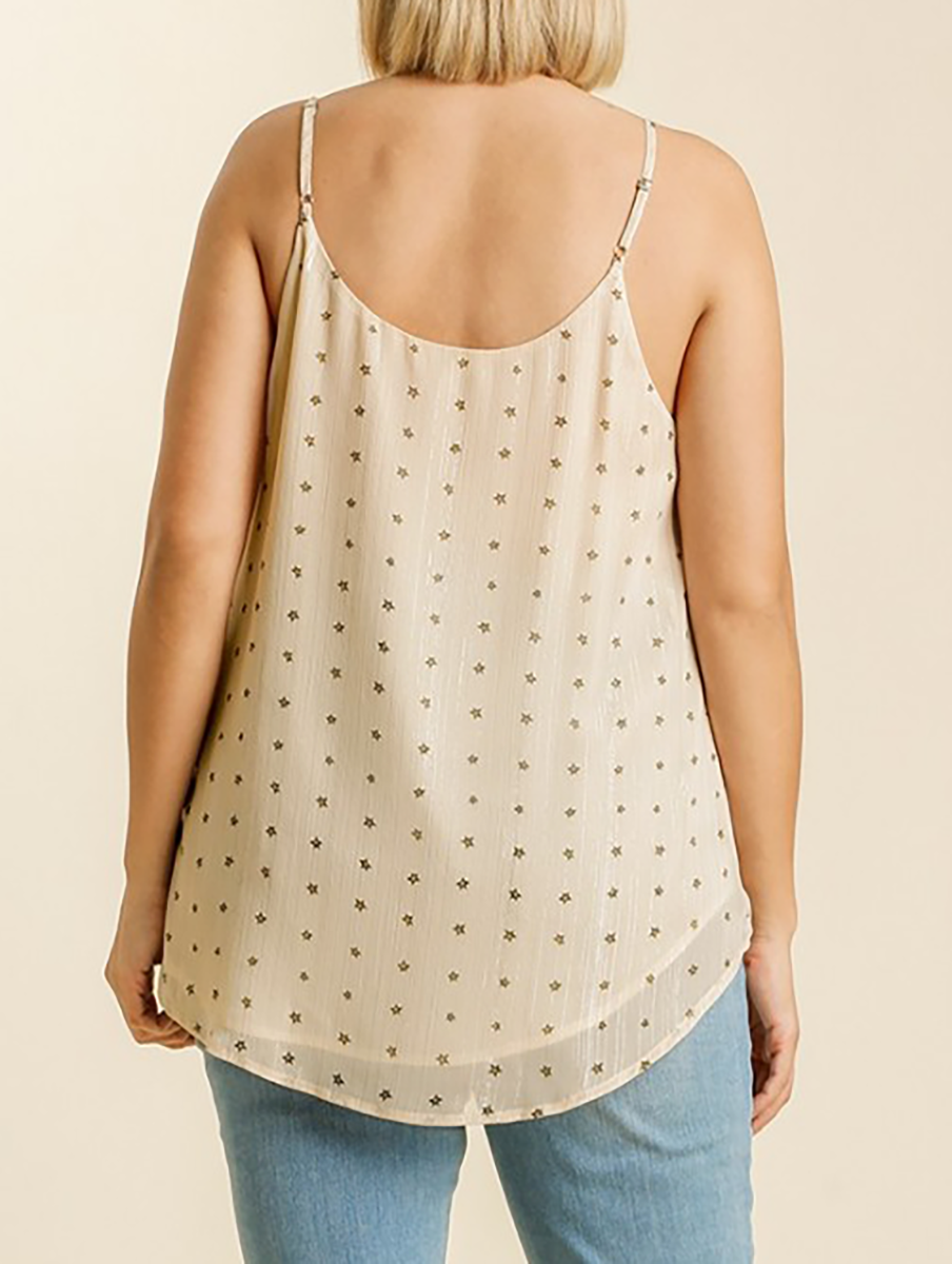 Curvy Star Lit Tank in Stone