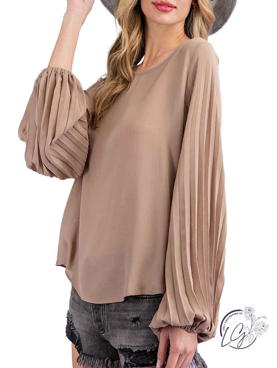 Times of Fun Pleated Sleeve Blouse