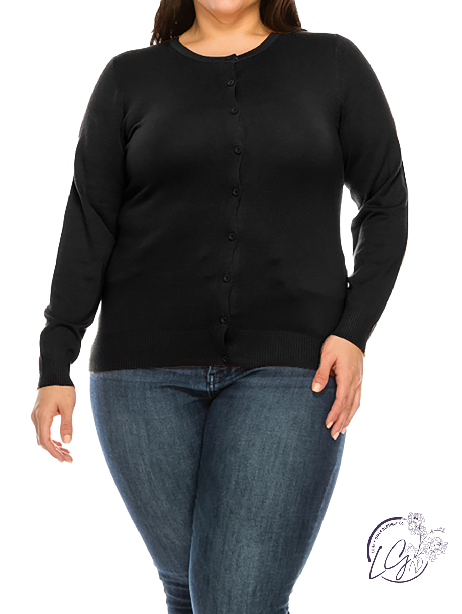 Curvy Think on it Cardigan in Black