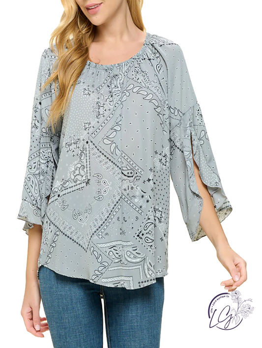 Chasing Hearts Bell Sleeve Blouse