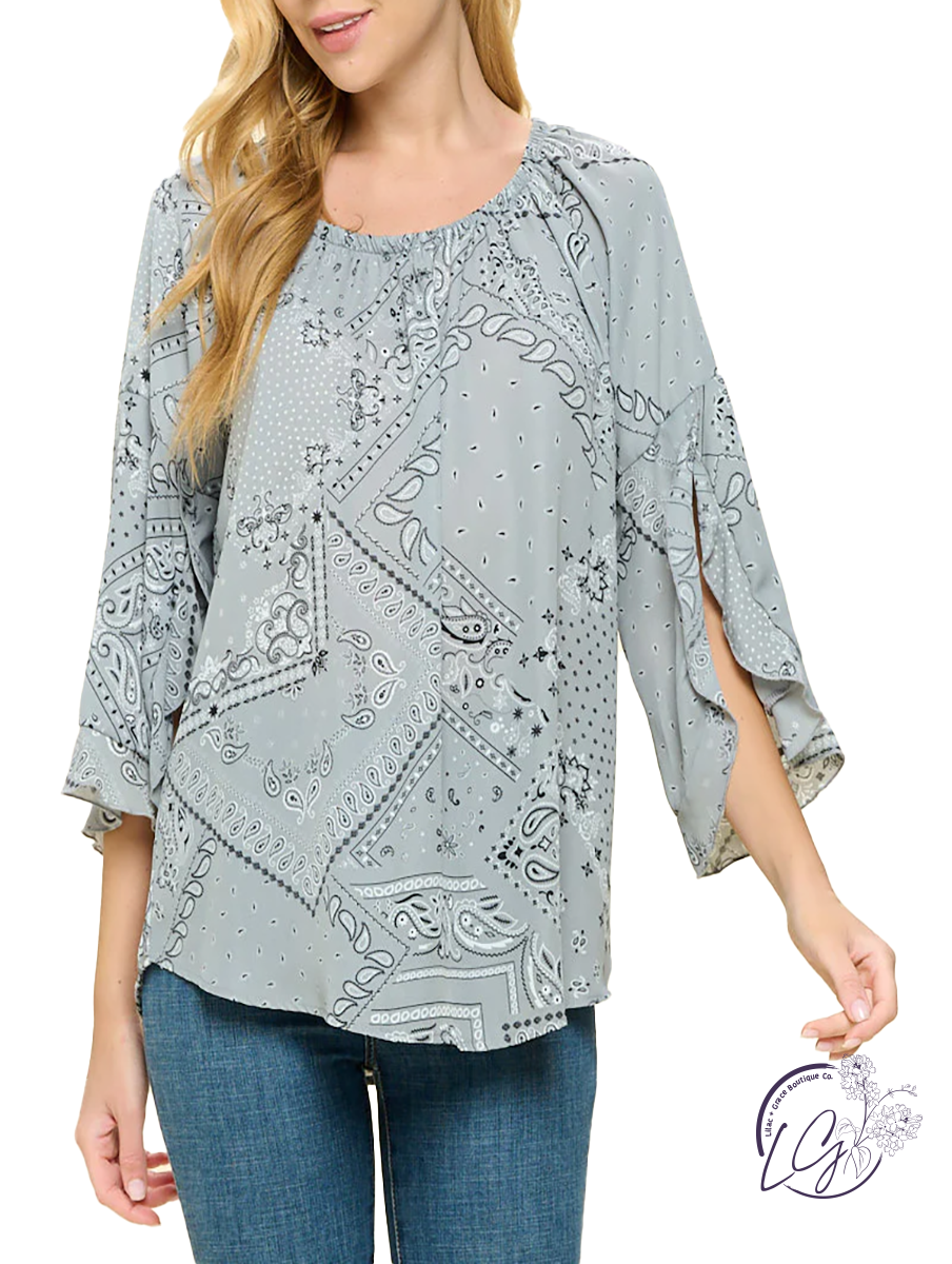 Chasing Hearts Bell Sleeve Blouse