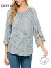 Curvy Chasing Hearts Bell Sleeve Blouse