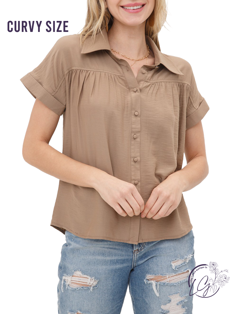 Curvy Sweet & Charming Collared Button Down