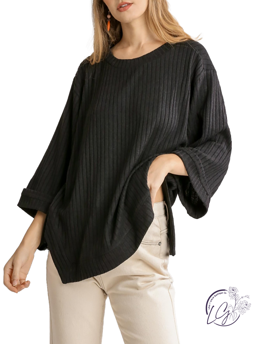 Want You Around RIbbed 3/4 Sleeve Top