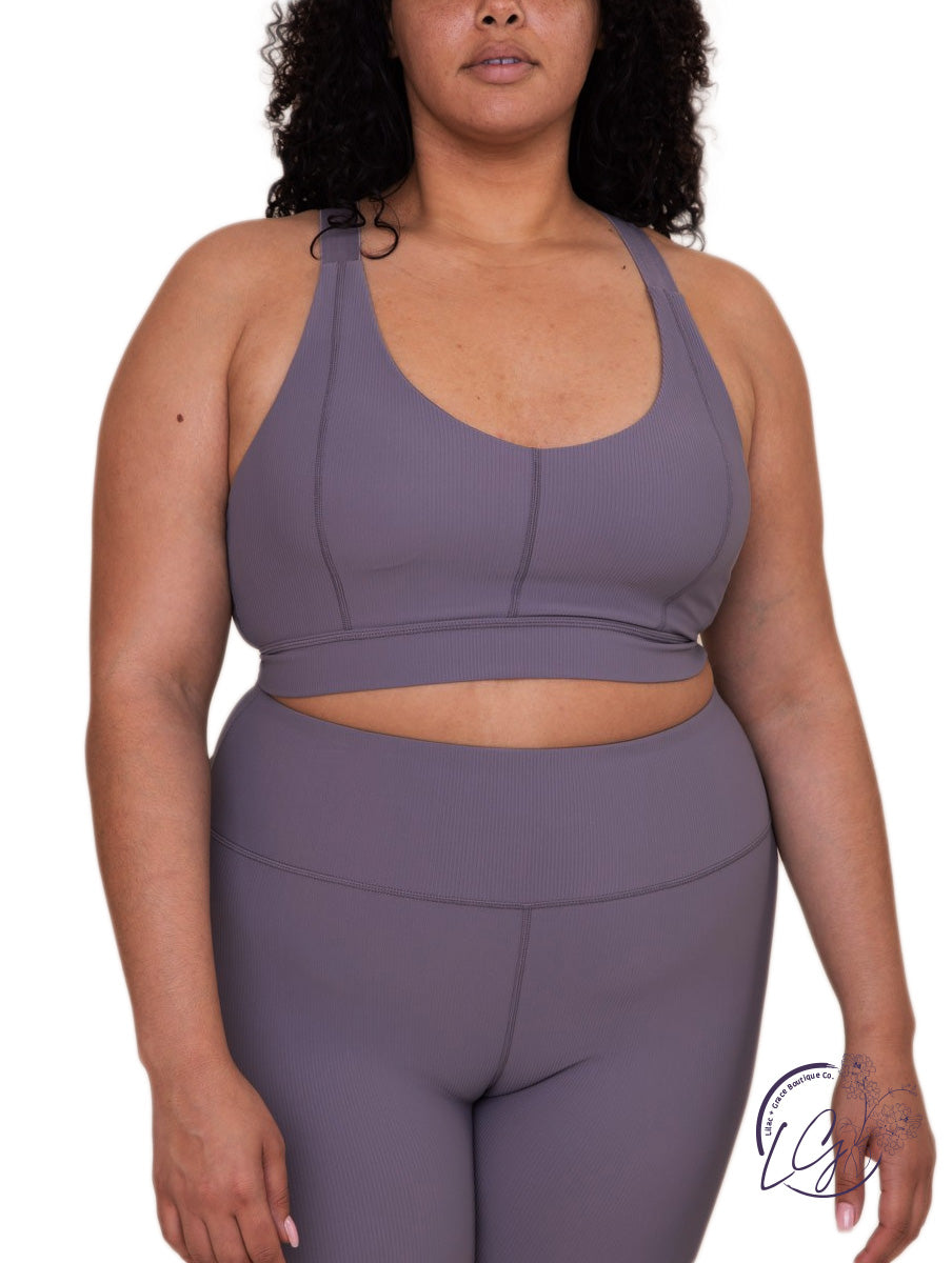 Curvy Micro Ribbed Lycra-Blend Sports Bra