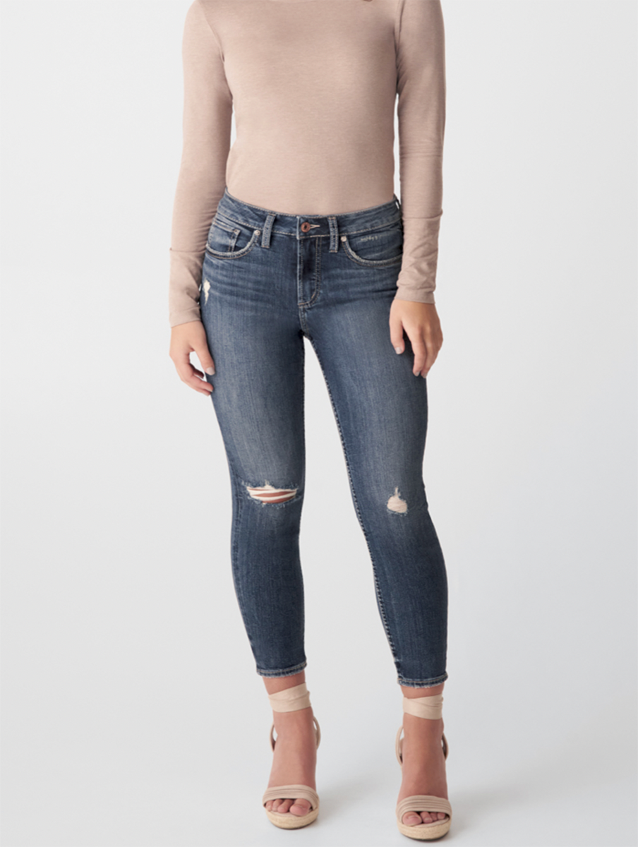 Avery High-Rise Skinny Crop Jeans by Silver Jeans