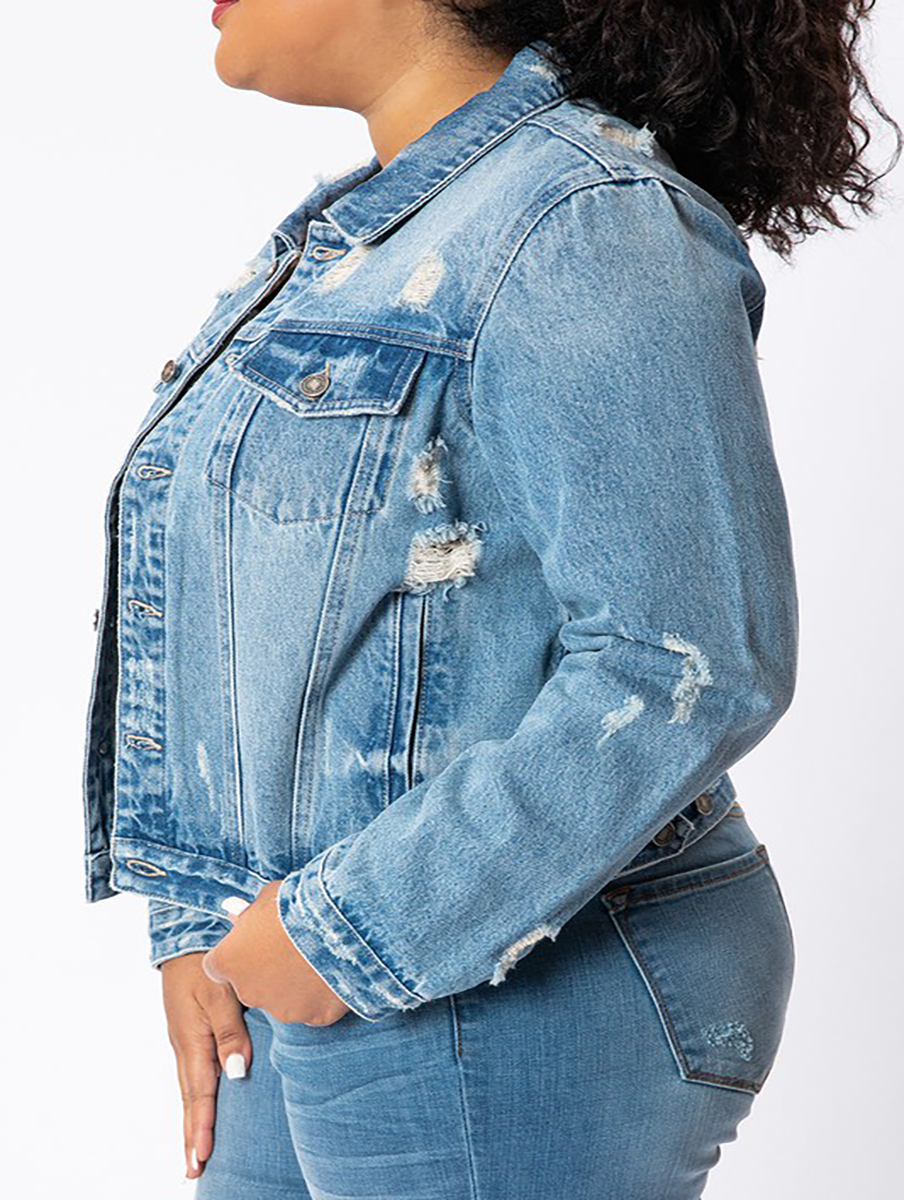 Curvy Bethany Denim Jacket by KanCan