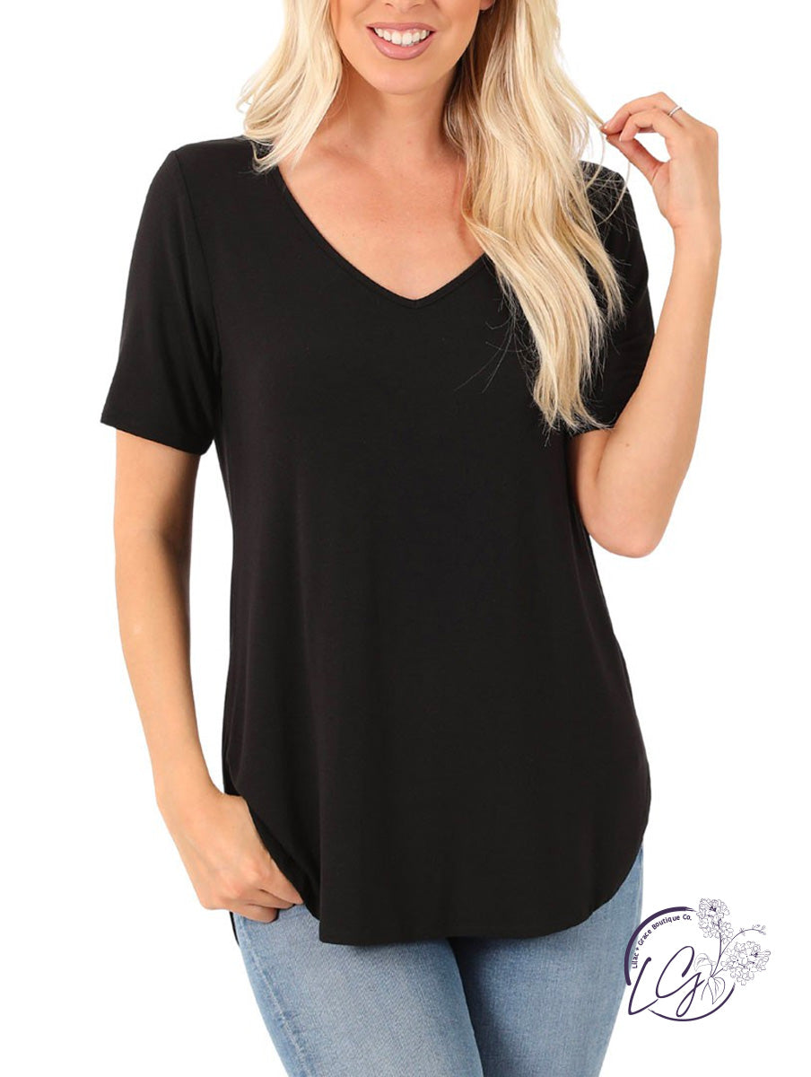 Curvy  Comfort Caress V-Neck Tee