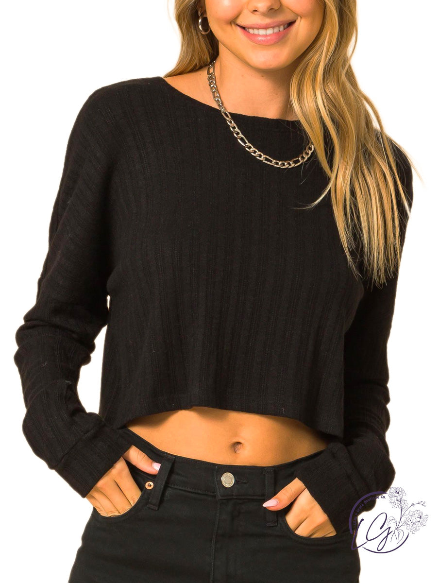 CREW NECK DROP SHOULDER CROP TOP