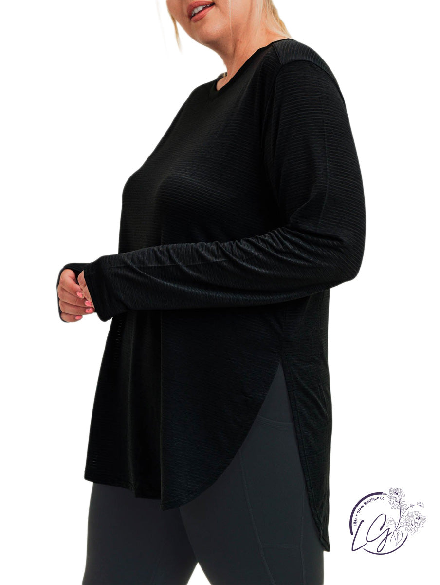 Curvy Full Potential Mesh Long Sleeve with Side Slits