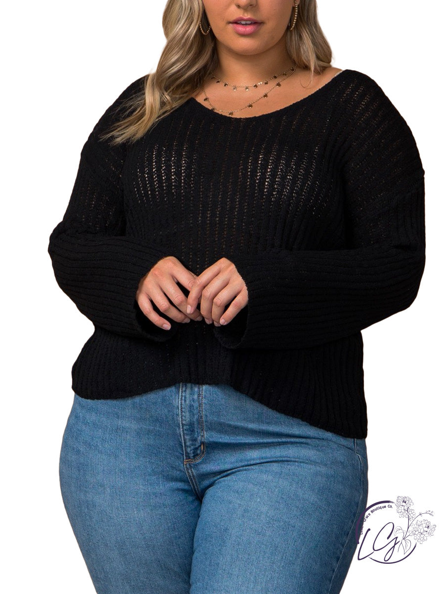 Curvy Cozy Travels Ribbed Sweater