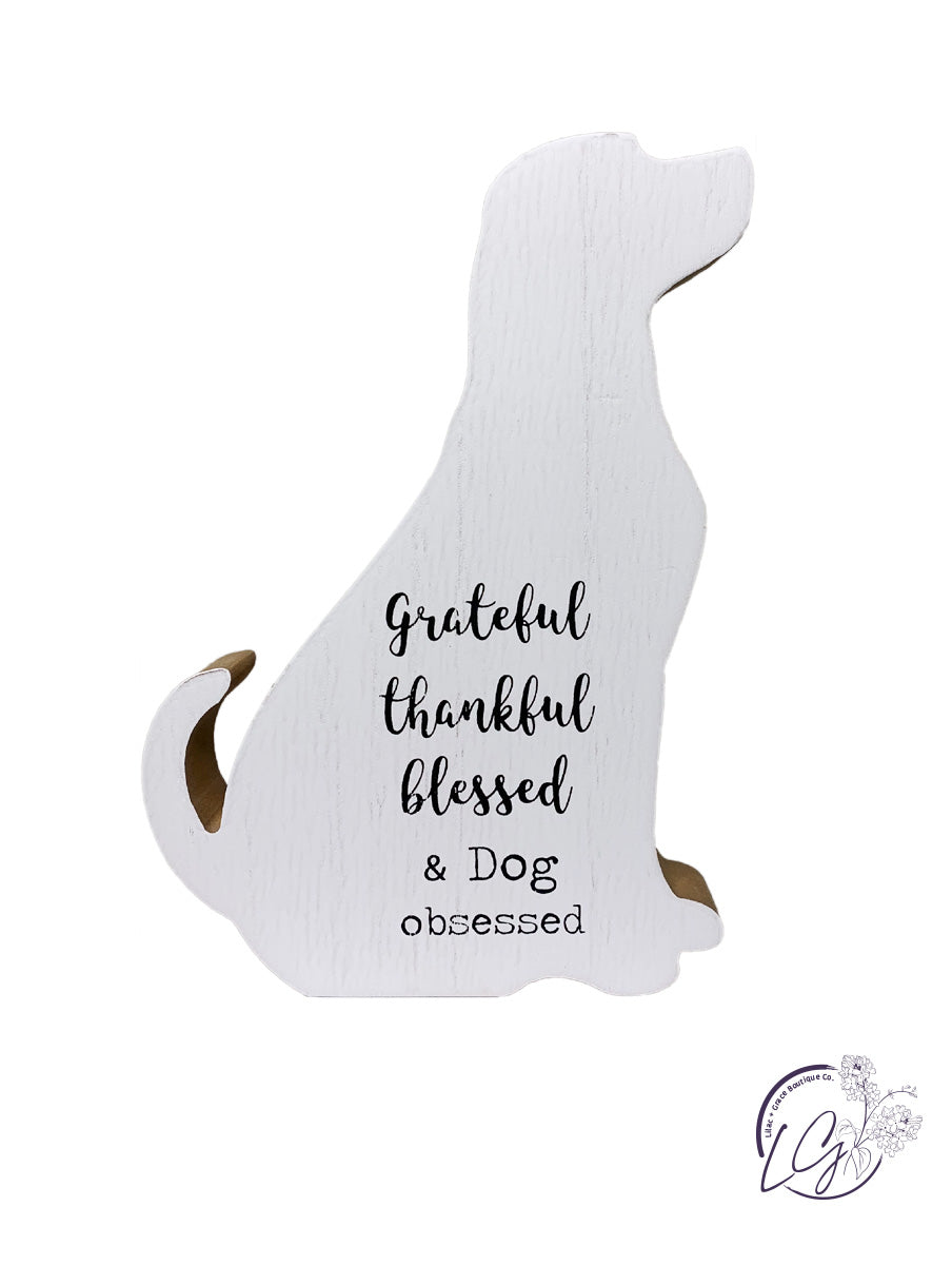 WOOD DOG CUTOUT TABLETOP SIGN