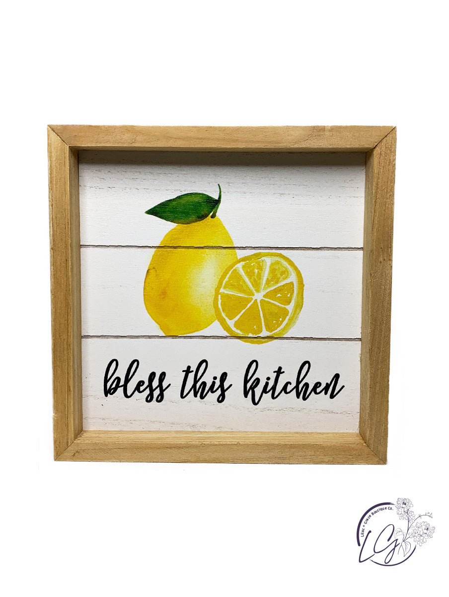 WOOD FRAMED LEMON TABLETOP/WALL SIGN