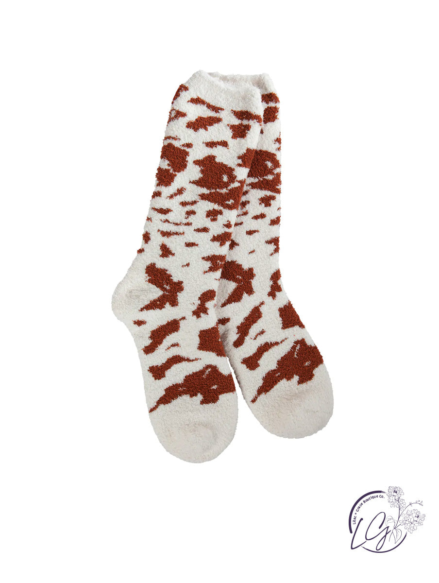 Cow Print Cozy Crew Socks