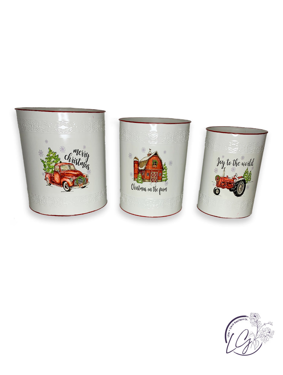 Farmhouse Christmas Buckets