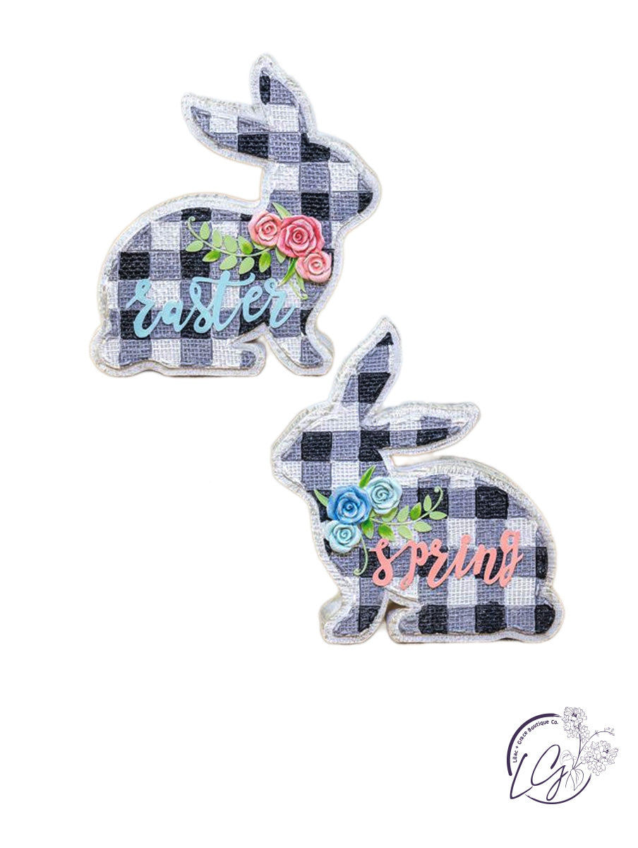 BLACK GINGHAM EASTER SPRING BUNNY TABLETOP