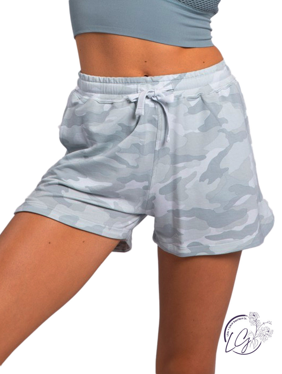 Too Fine Camo Drawstring Shorts