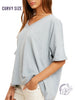 Curvy Antiqued Hue V Neck Top