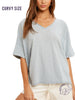 Curvy Antiqued Hue V Neck Top