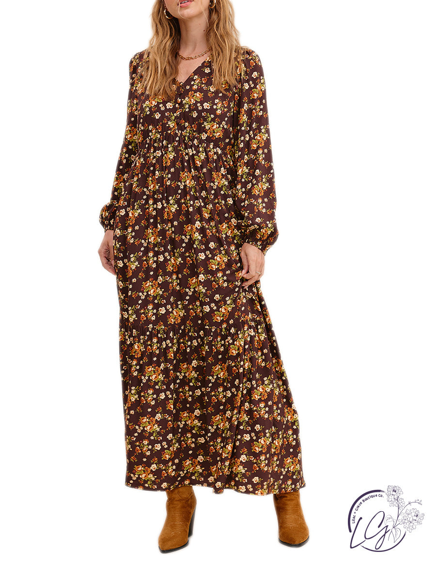 Finally Fall Baby Doll Maxi Dress Cocoa / Medium Finally Fall Baby Doll Maxi Dress Cocoa / Medium