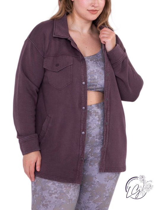 Curvy Snap-On Shacket with Pockets