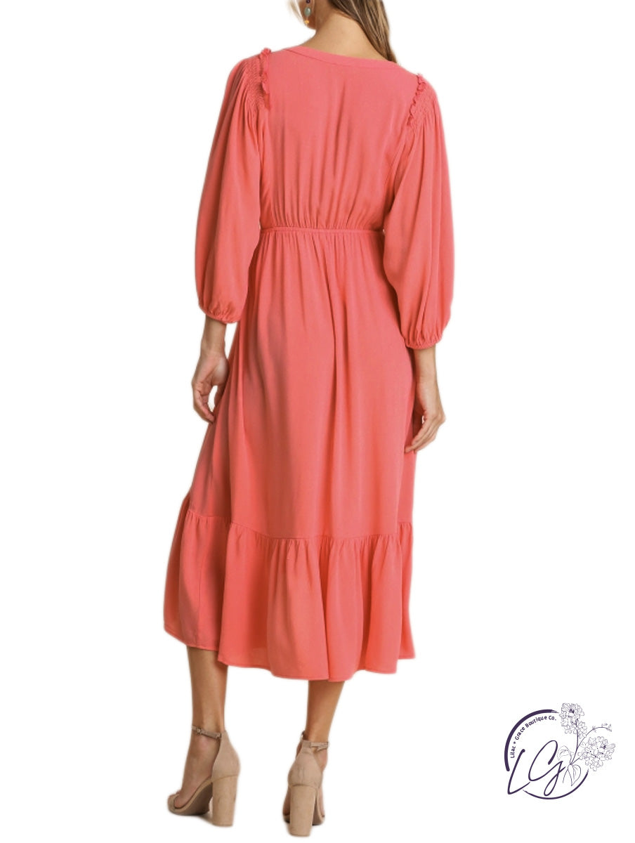 Just Peachy Dolman Sleeve Dress