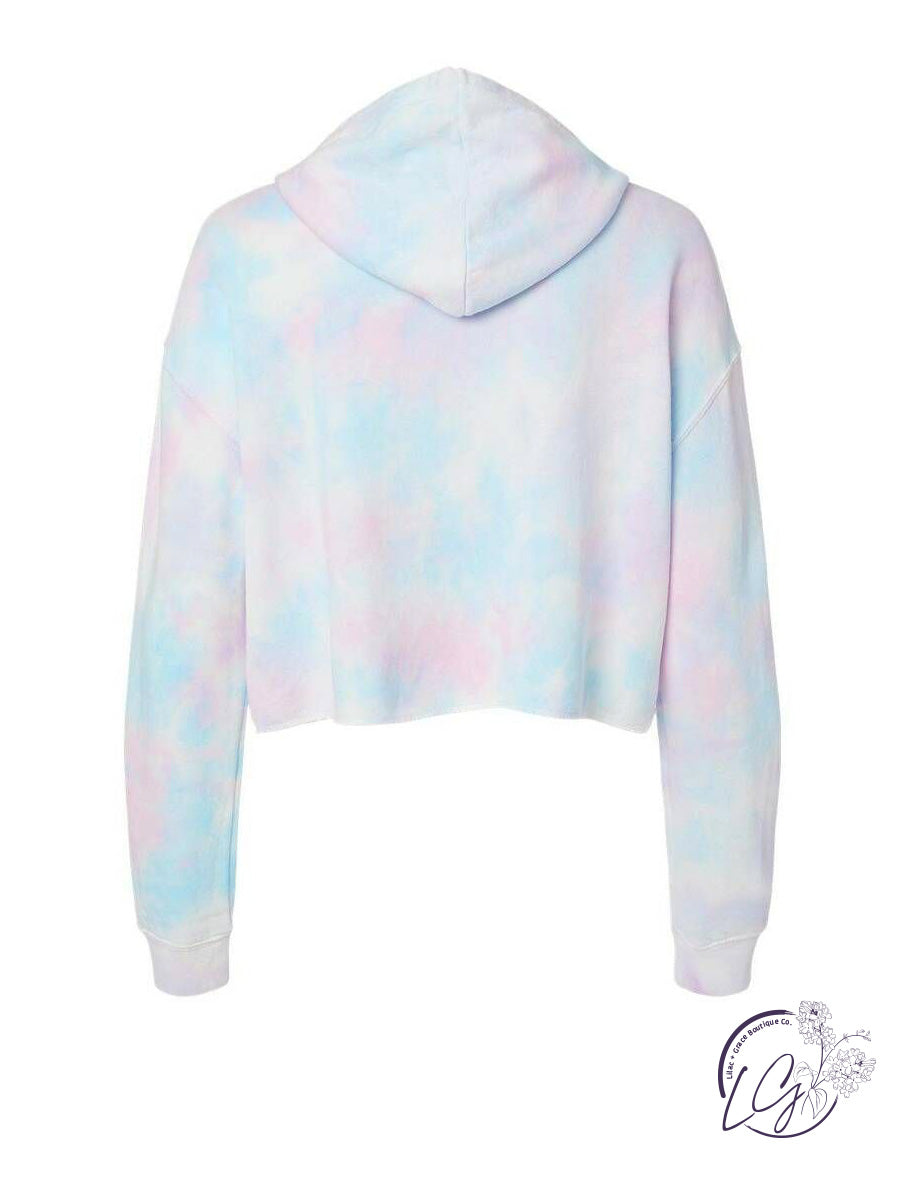 Curvy Tie-dye Cotton Candy Lips Cropped Hood