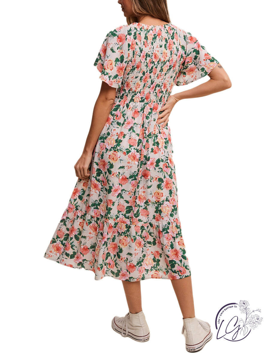 Garden Of Flowers Midi Dress