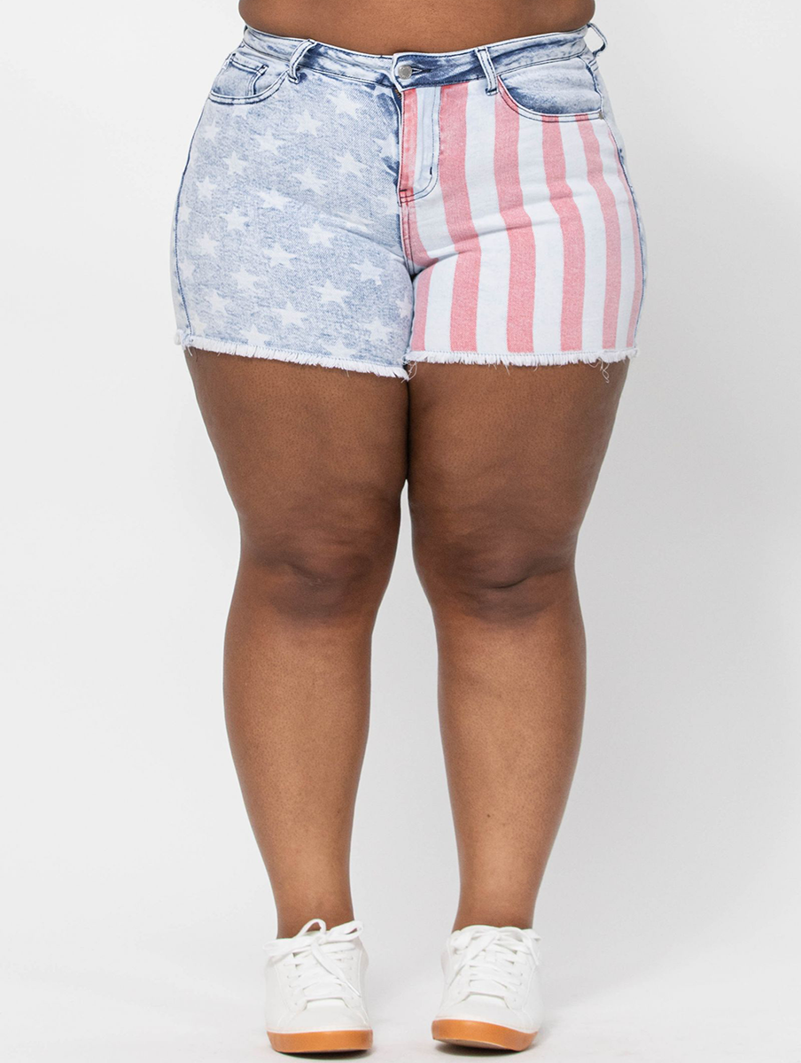 Curvy Alyssa High-Rise USA Print Shorts by Judy Blue