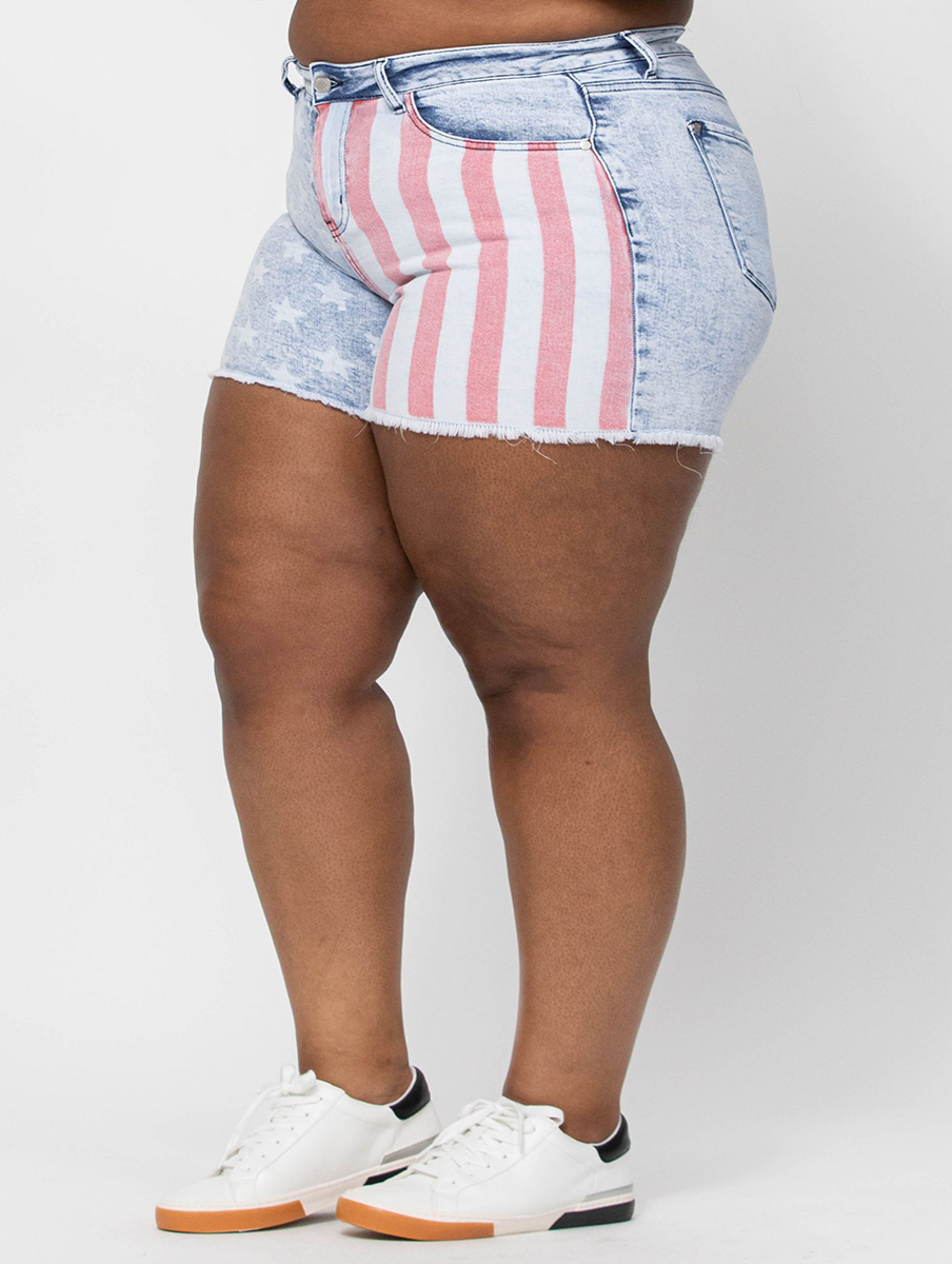 Curvy Alyssa High-Rise USA Print Shorts by Judy Blue