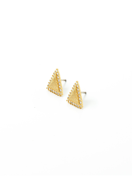 Etched Triangle Earrings in Gold