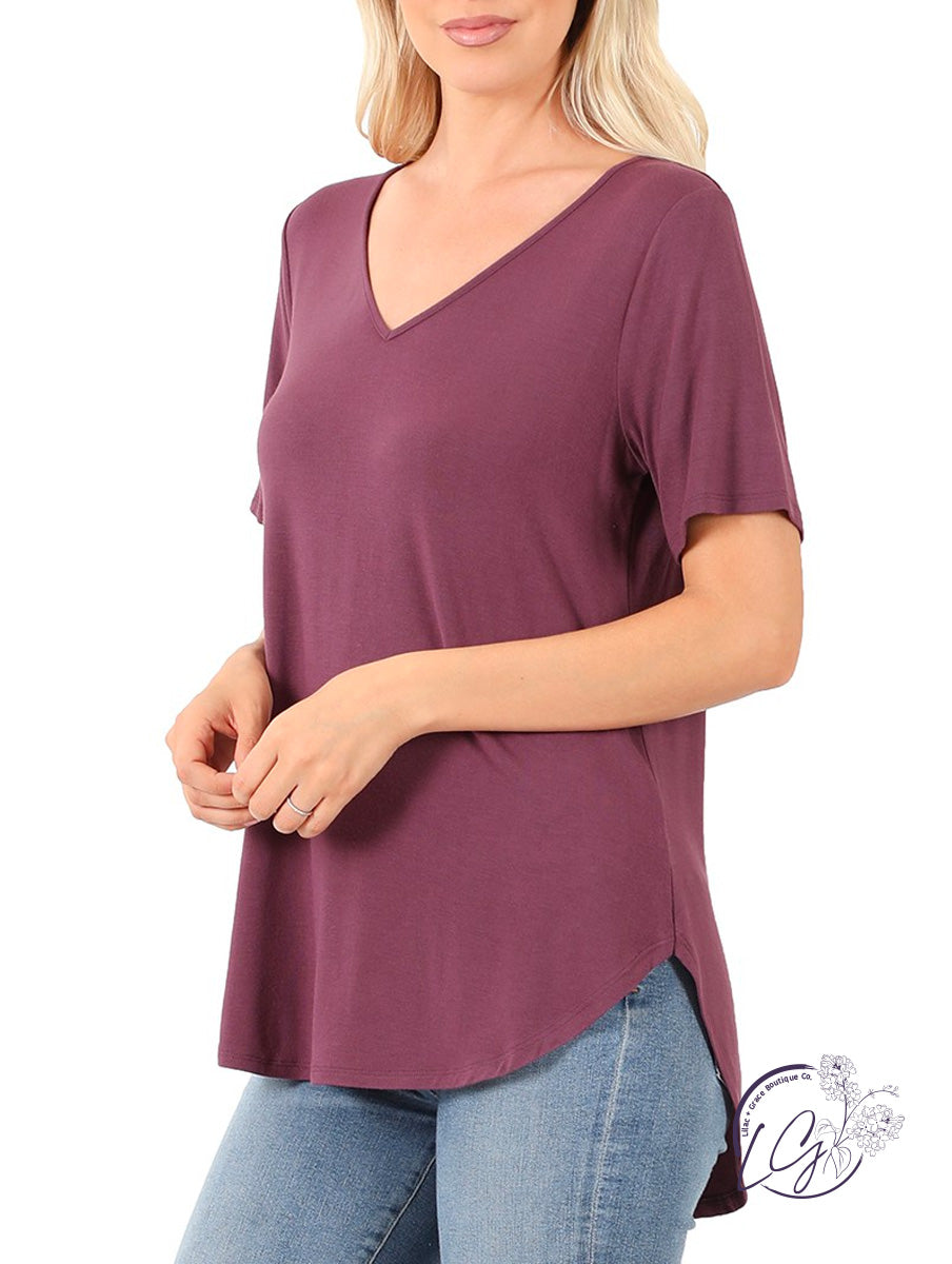 Curvy  Comfort Caress V-Neck Tee