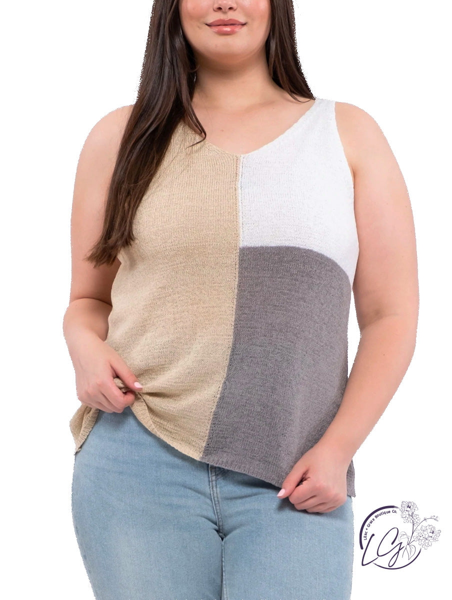 Curvy Early Days Color Block Tank Top